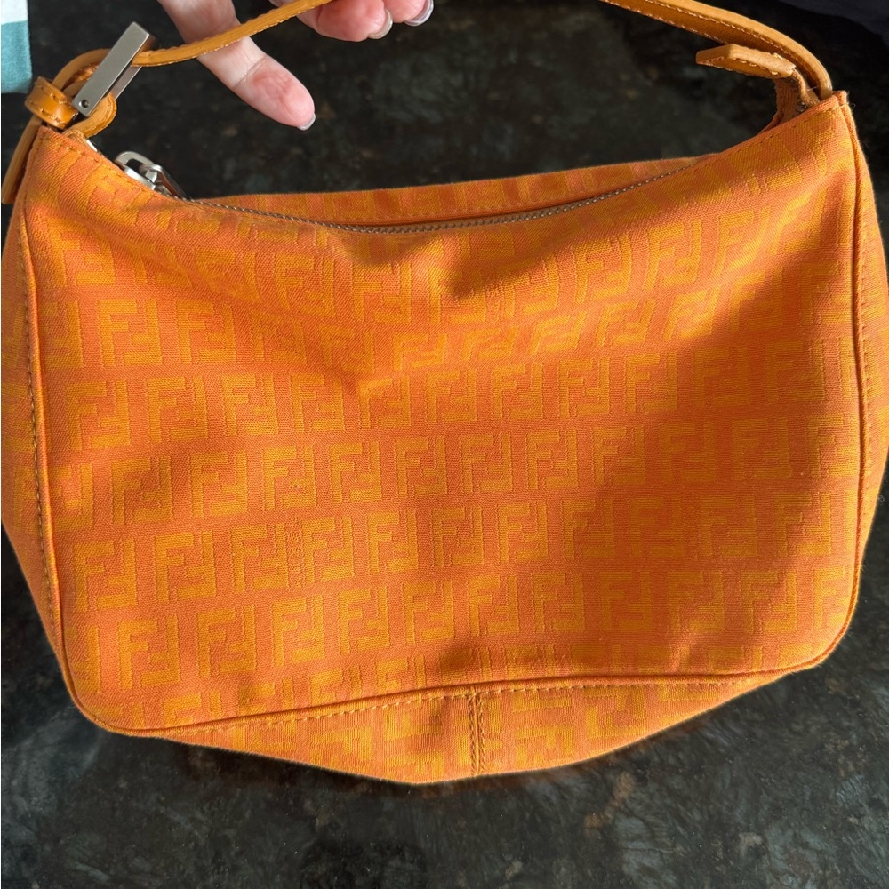 Vintage Fendi Orange Monogram Women's Shoulder Bag